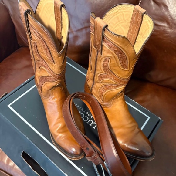 Lucchese Knox cowboy boots and matching belt size 10 and belt size 36 main image 7